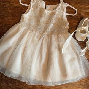 Holiday Dress and Ballet Slippers Size 9-12 Months
